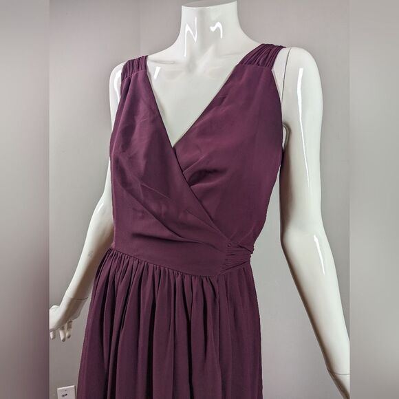 Bill Levkoff Plum Wrap Maxi Dress Size 4 Purple Bridesmaid Wedding Guest Formal - Picture 3 of 12